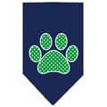 Unconditional Love Green Swiss Dot Paw Screen Print Bandana Navy Blue Small UN847723